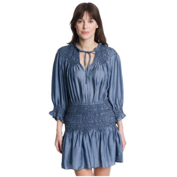 Frye Anthro Cara Smocked Embroidered Tunic Dress - Picture 5 of 8